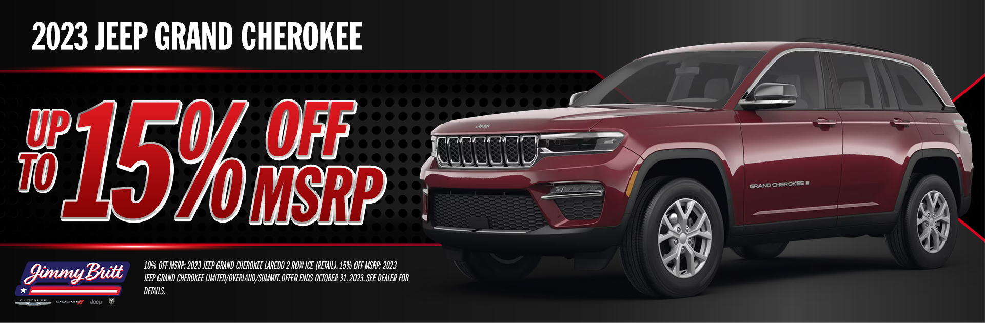 2023 Jeep Grand Cherokee Lease for $409 per month for 24 months or $4000 Bonus Cash plus $500 Conquest Bonus Cash!