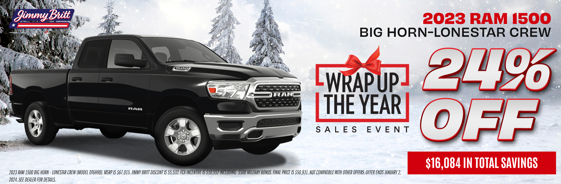 2023 RAM 1500 Big Horn Crew Cab: Up to $8,980 in total values!