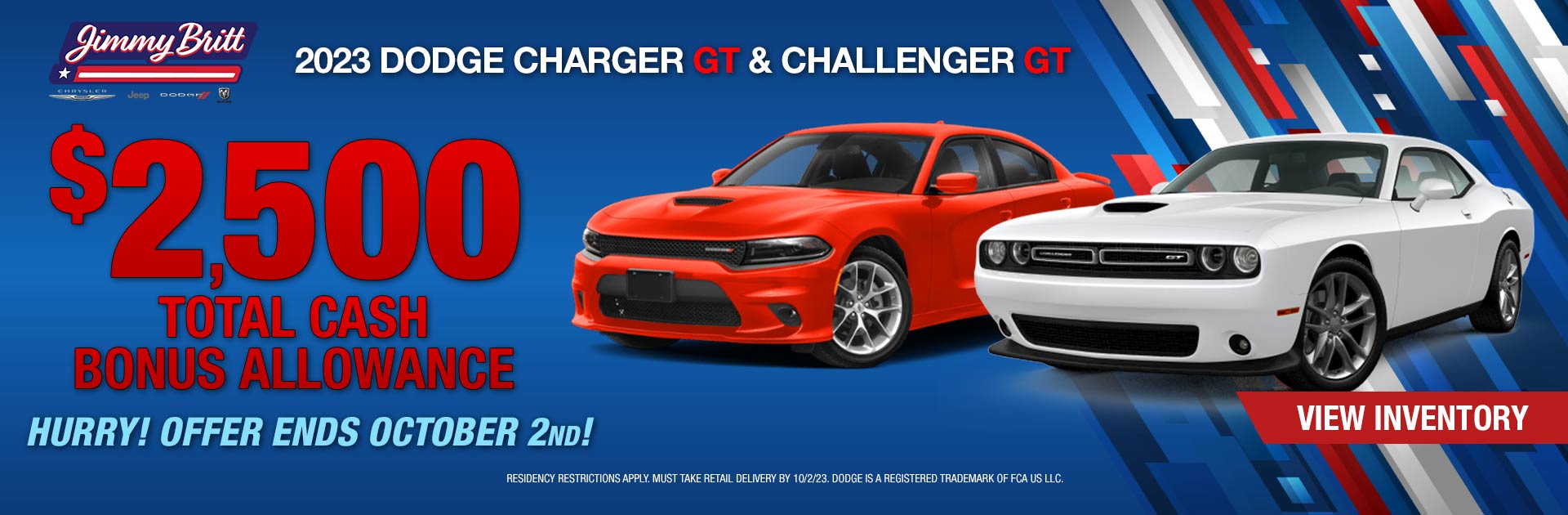 2023 Dodge Charger GT & Challenger GT: Up to $2,500 in total cash Bonus allowance!