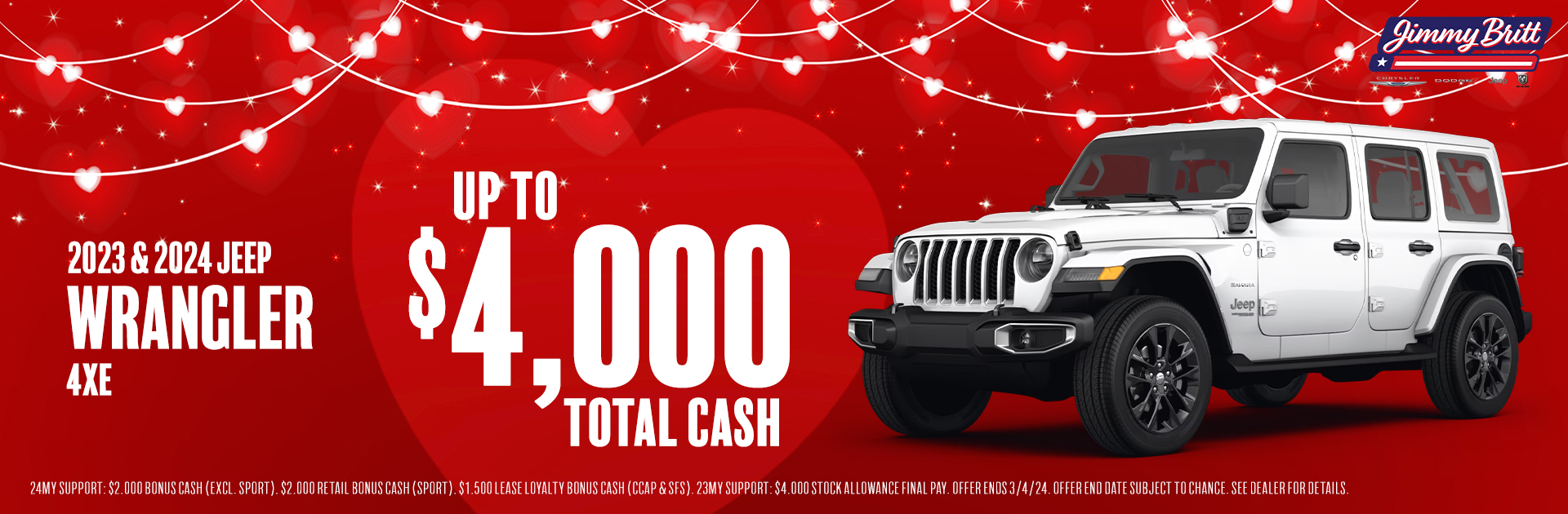 2023 & 2024 Jeep Wrangler 4XE: Up to $4,000 total cash!