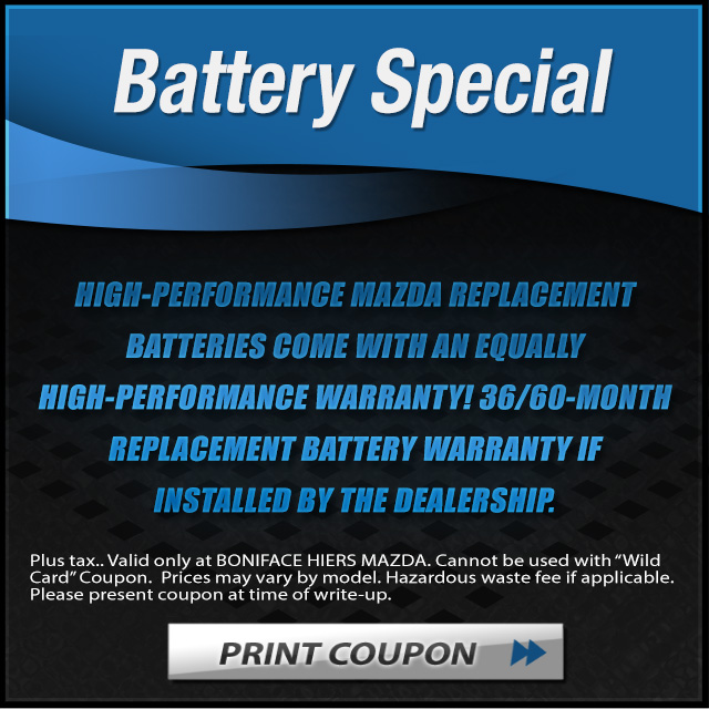Service Department Coupons, Specials Boniface Hiers Mazda