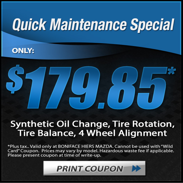 Service Department Coupons, Specials Boniface Hiers Mazda